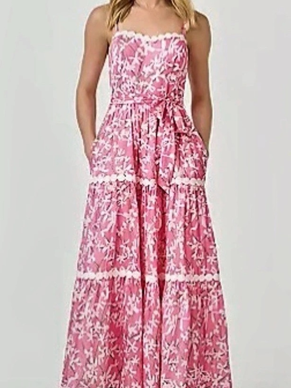 Pink Floral Maxi Dress Like New